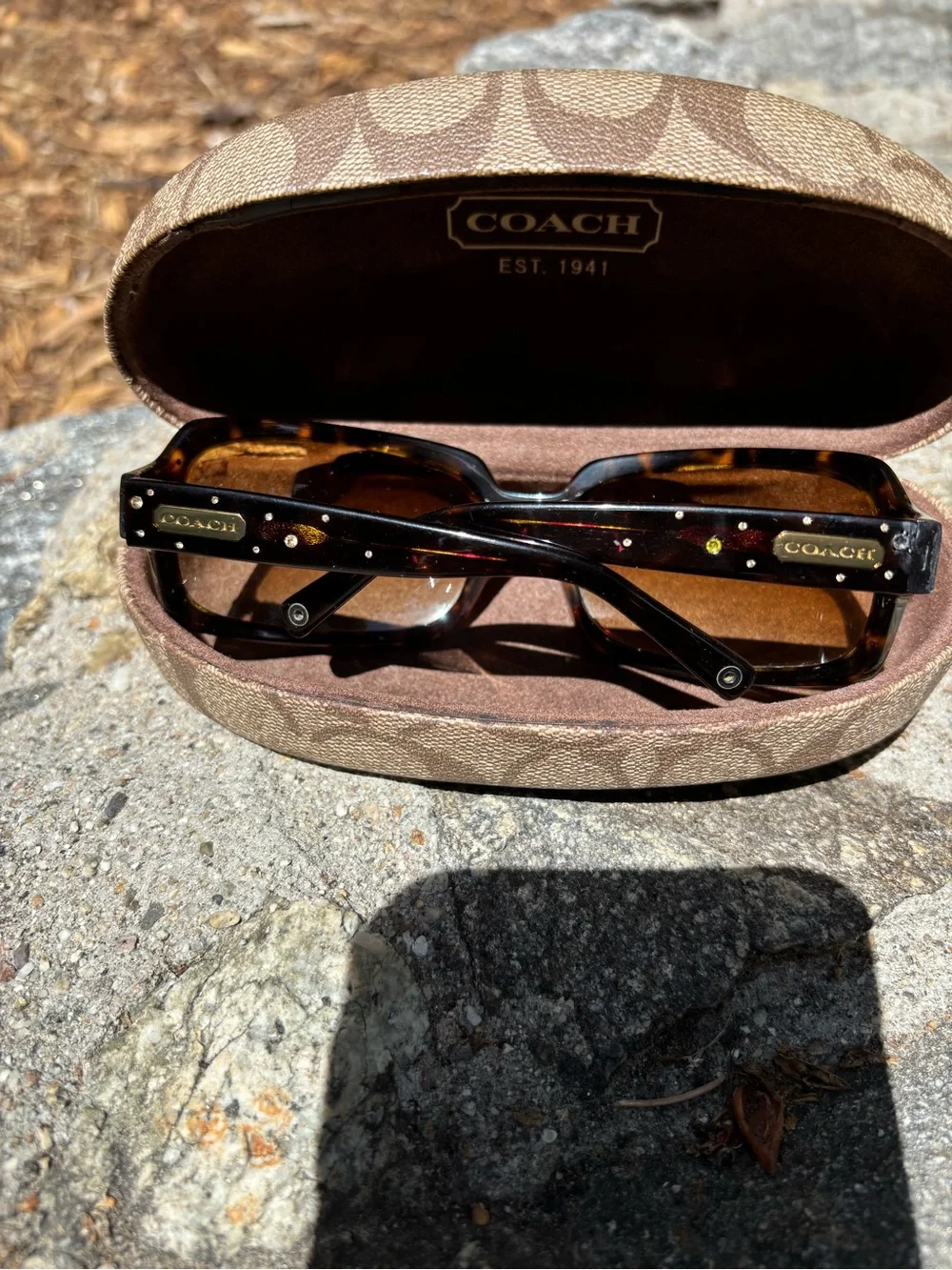 Coach Samantha Brown Tortoiseshell Sunglasses with Signature Case